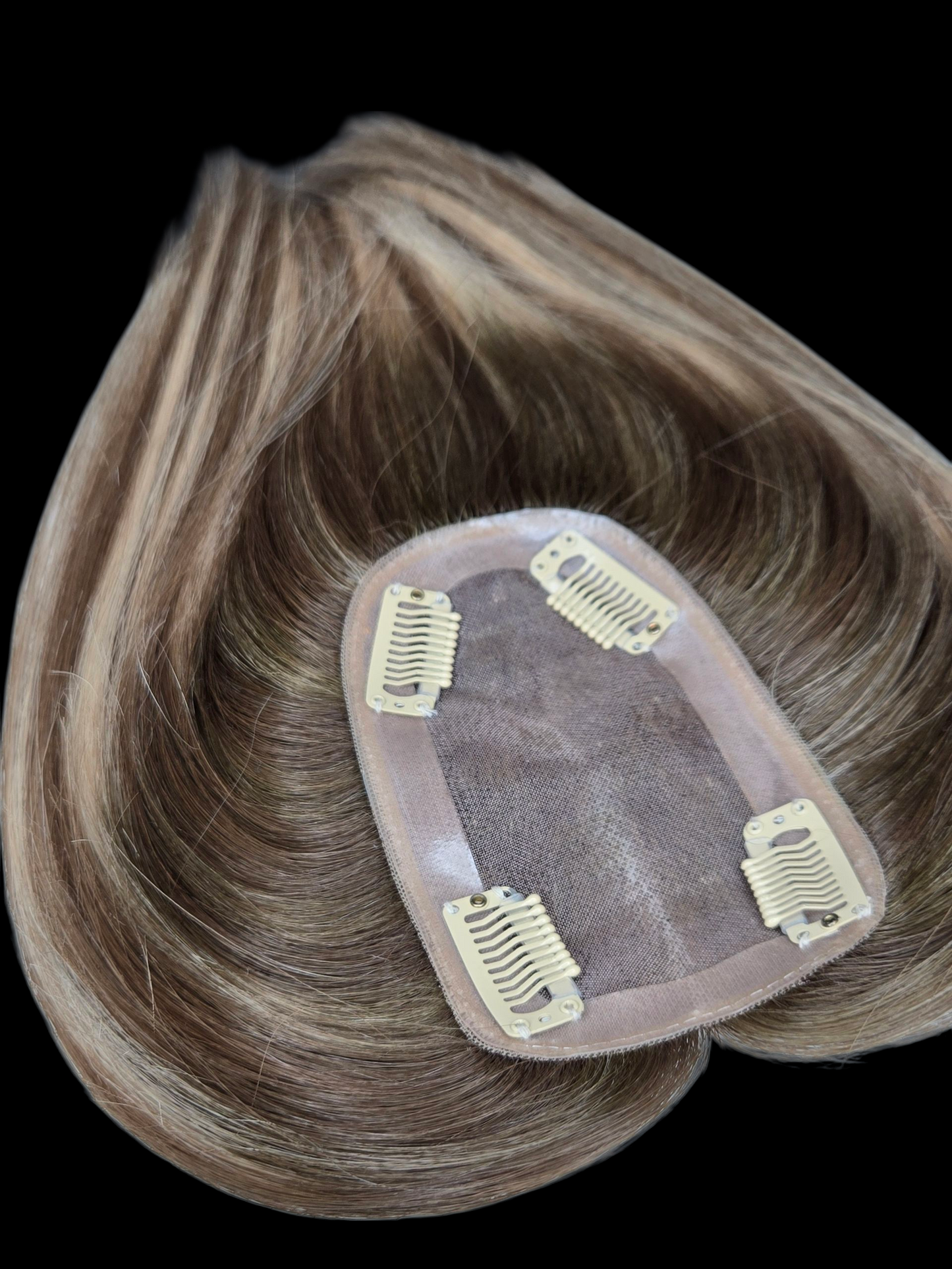 Riley 3x5 Silk Base Hair Topper | Blonde & Brown Highlights - Natural Look