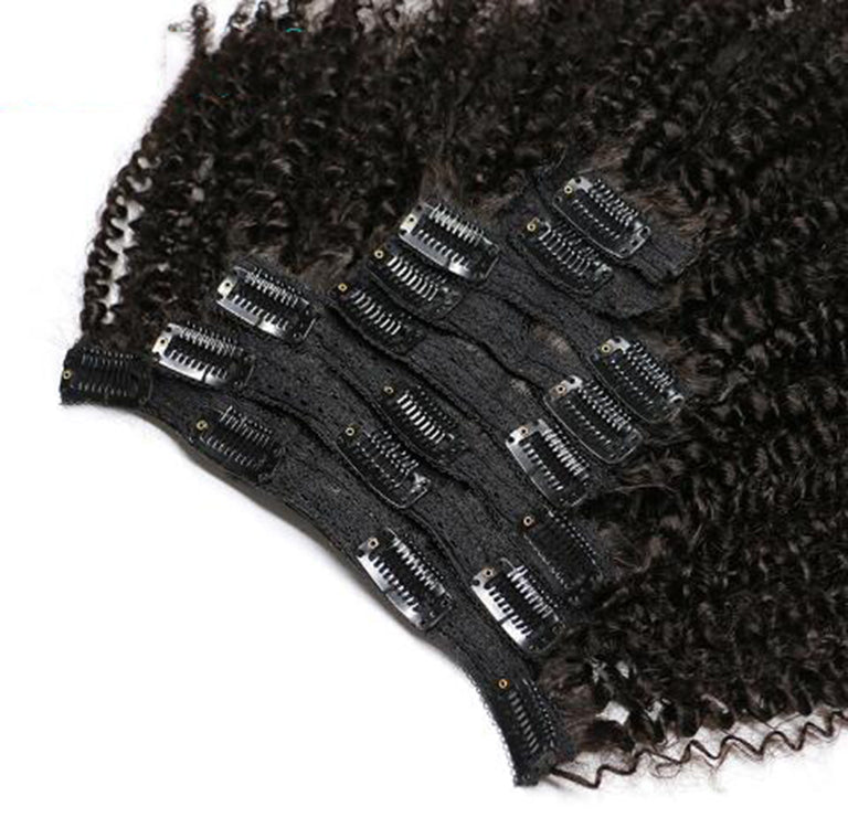 Afro Kinky Curly Clip In Human Hair Extensions - AU