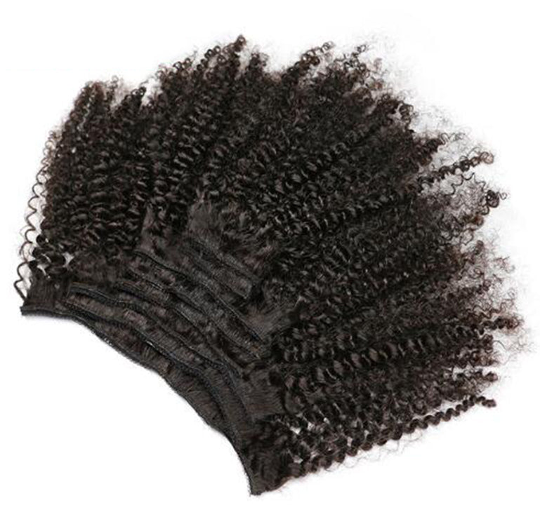 Afro Kinky Curly Clip In Human Hair Extensions 4C