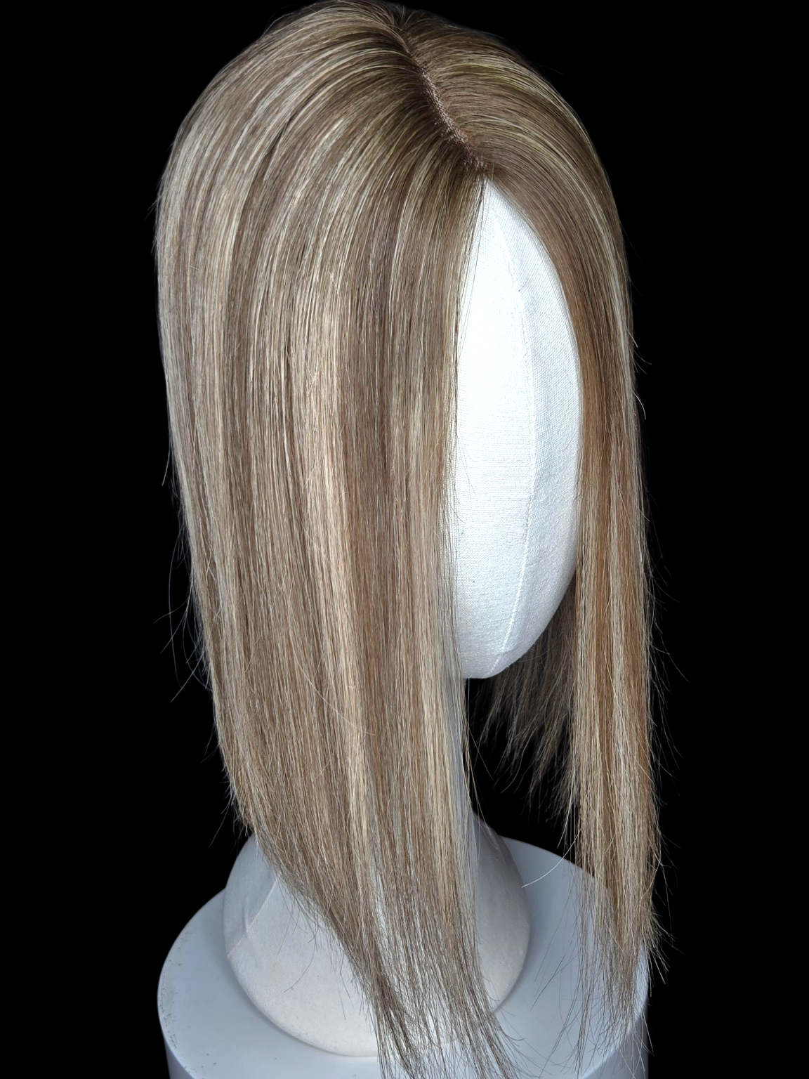 Riley 3x5 Silk Base Hair Topper | Blonde & Brown Highlights - Natural Look