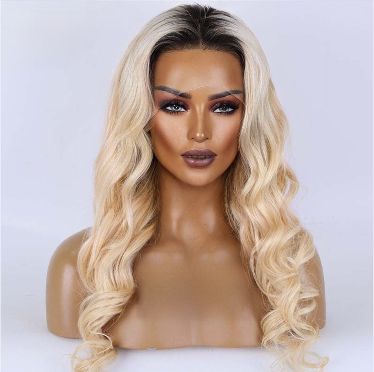 Clair de Lune" - Luminous Blonde Wig | Light Ash Brown Root | Natural Seamless