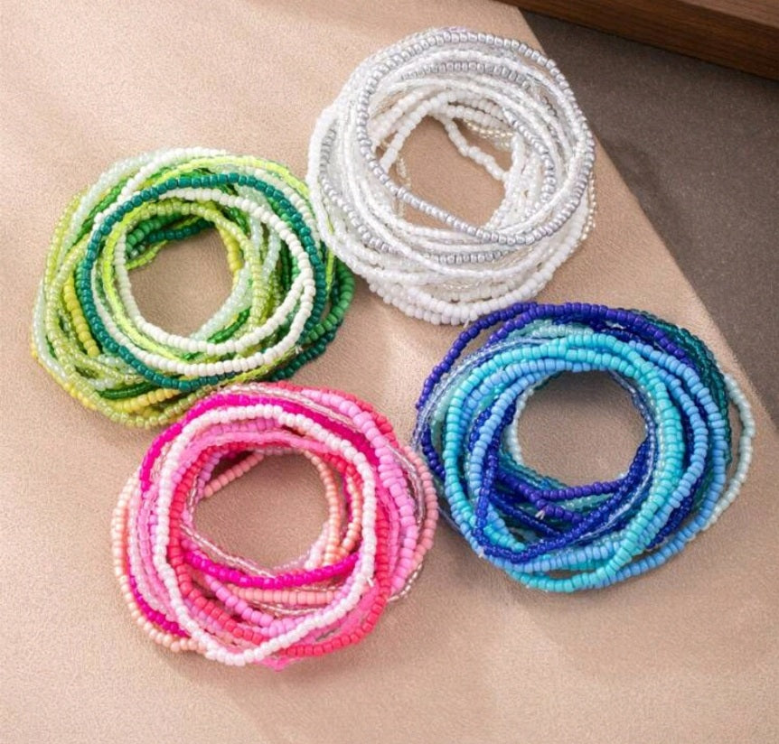 Bohemian Gradient Seed Bead Bracelet Set