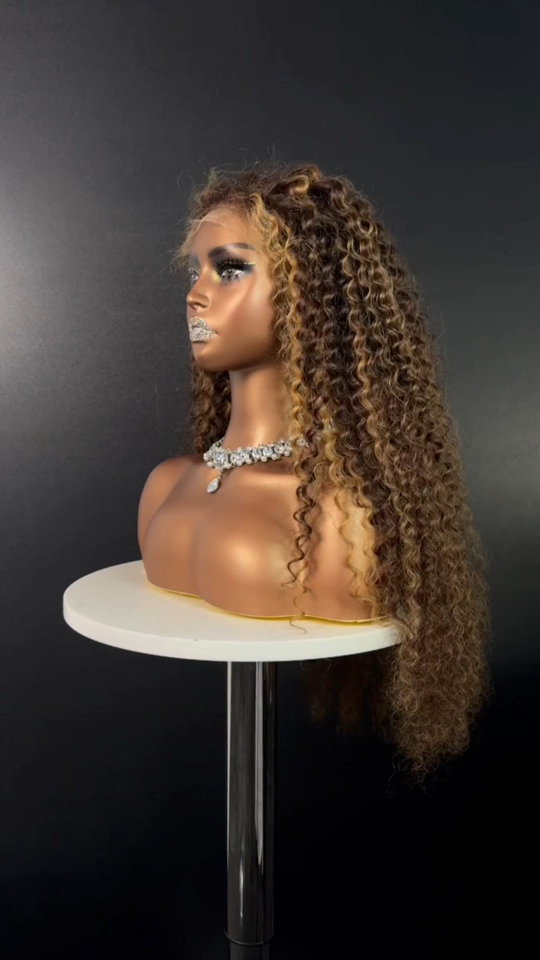 Aurore - Curly Lace Front Wig | Deep Brown & Golden Honey | Natural Shine