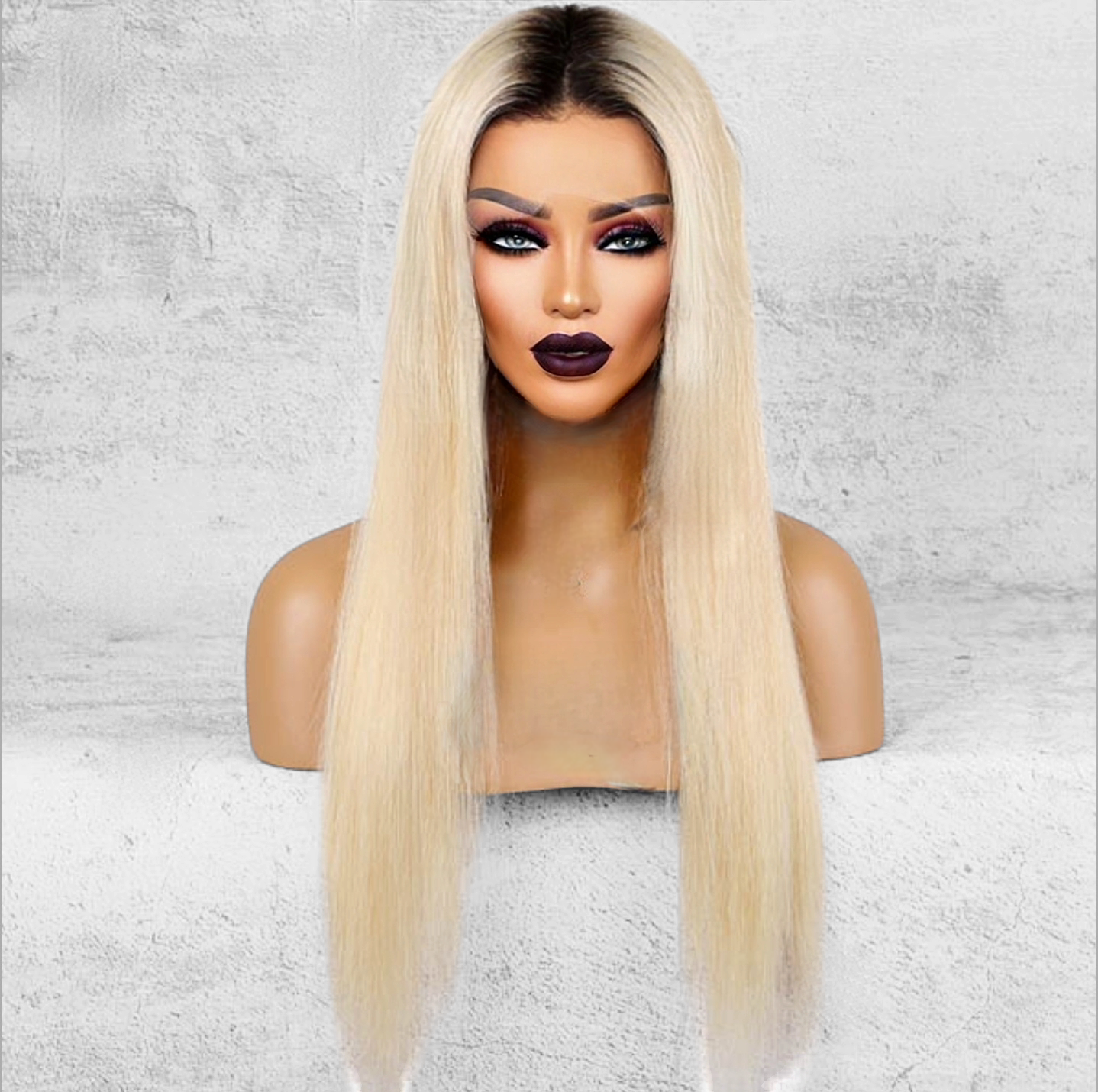 Clair de Lune" - Luminous Blonde Wig | Light Ash Brown Root | Natural Seamless