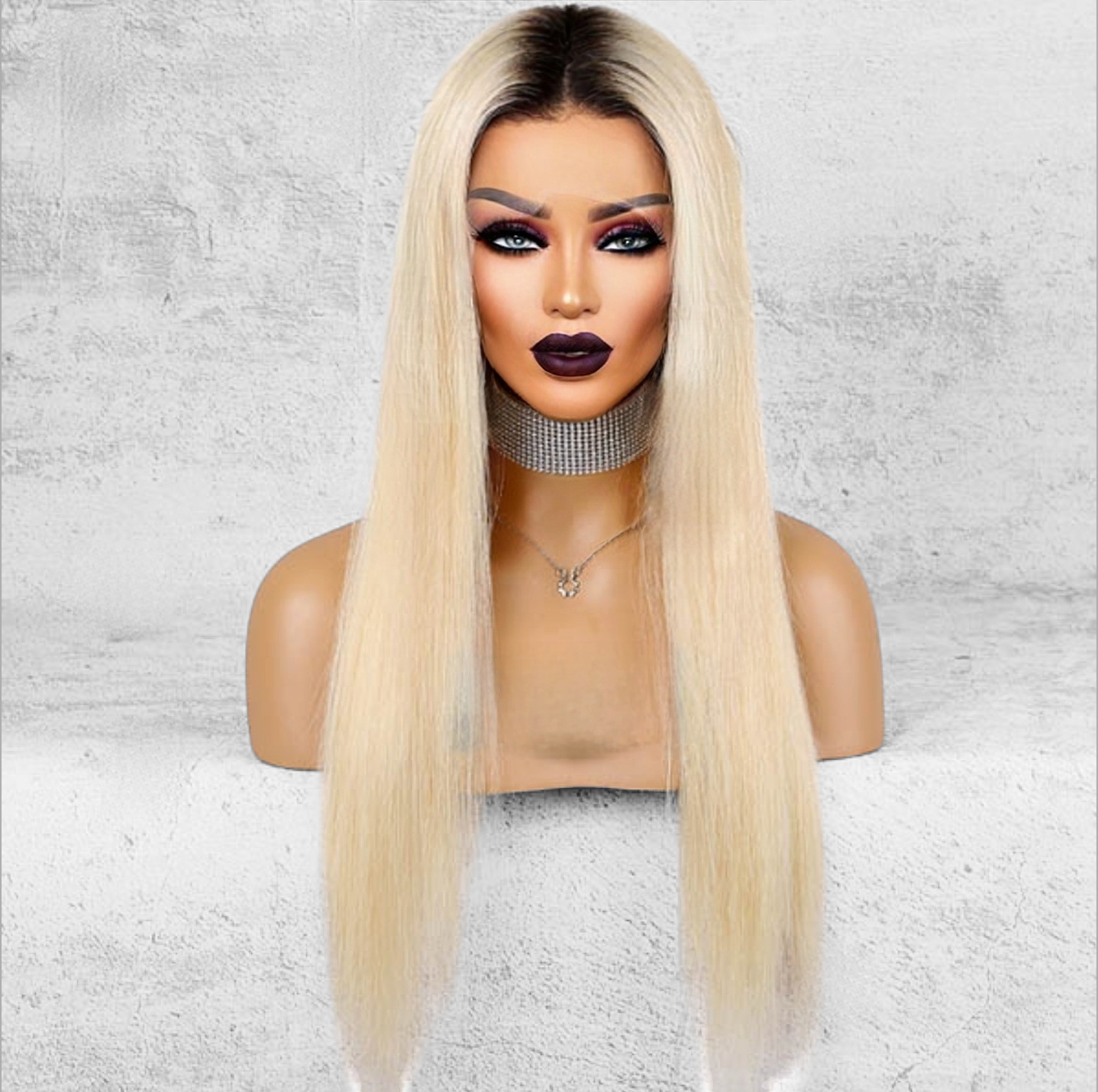 Clair de Lune" - Luminous Blonde Wig | Light Ash Brown Root | Natural Seamless
