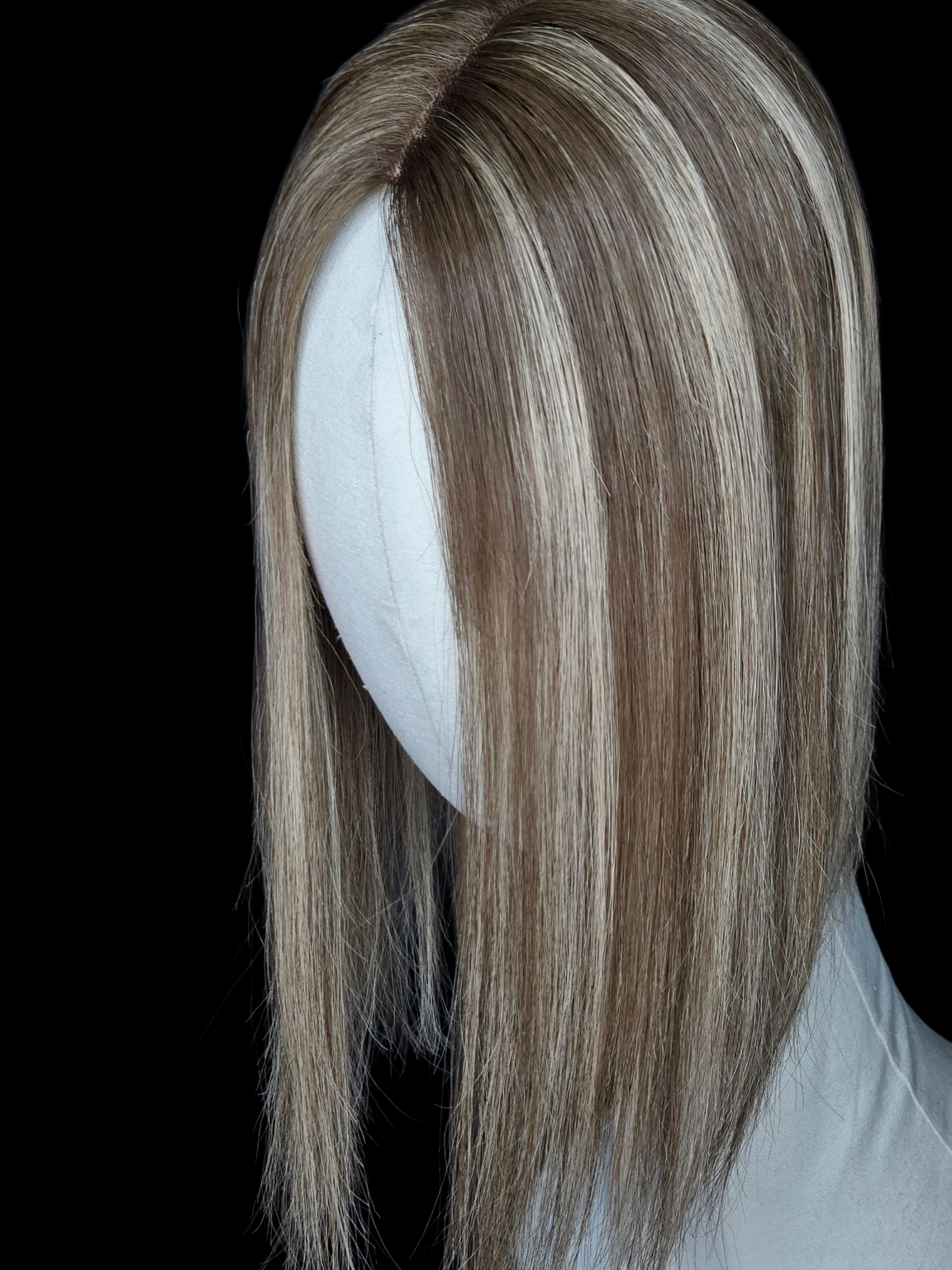 Riley 3x5 Silk Base Hair Topper | Blonde & Brown Highlights - Natural Look