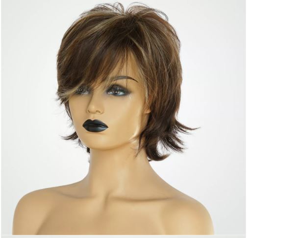 Rosa: Short Brown Ombre Human Hair Wig - Natural Look AU