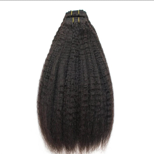 Brazilian Yaki Kinky Straight Clip-In Human Hair Set - Perth AU