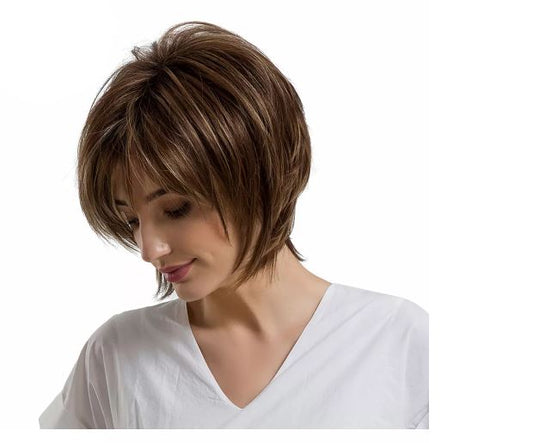 Helena: Short Brown Layered Synthetic Wig - Heat Friendly AU