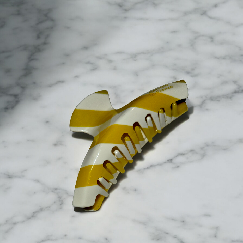 Yellow Striped Claw Clip - Barrette La France | Ultimate Hold AU