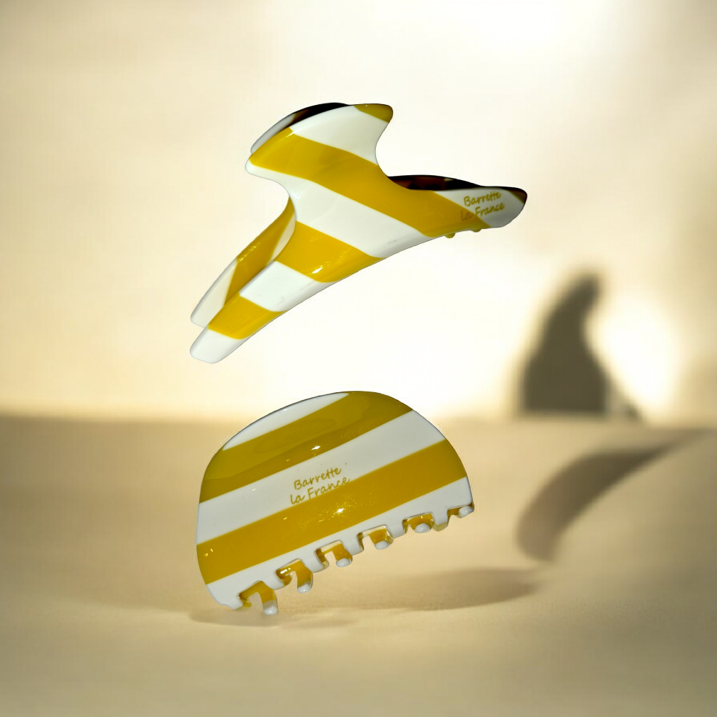 Yellow Striped Claw Clip - Barrette La France | Ultimate Hold AU