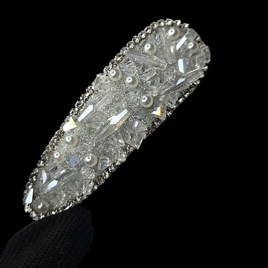 Crystal & Pearl Statement Hair Clip | Felt-Lined Anti-Snag Snap Clip