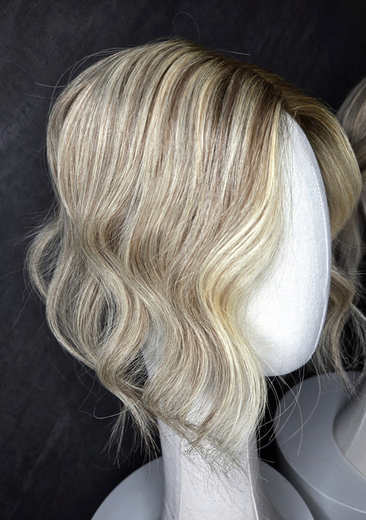 Amelia Silk Top Hair Topper Australia: Highlighted Blonde & Brown