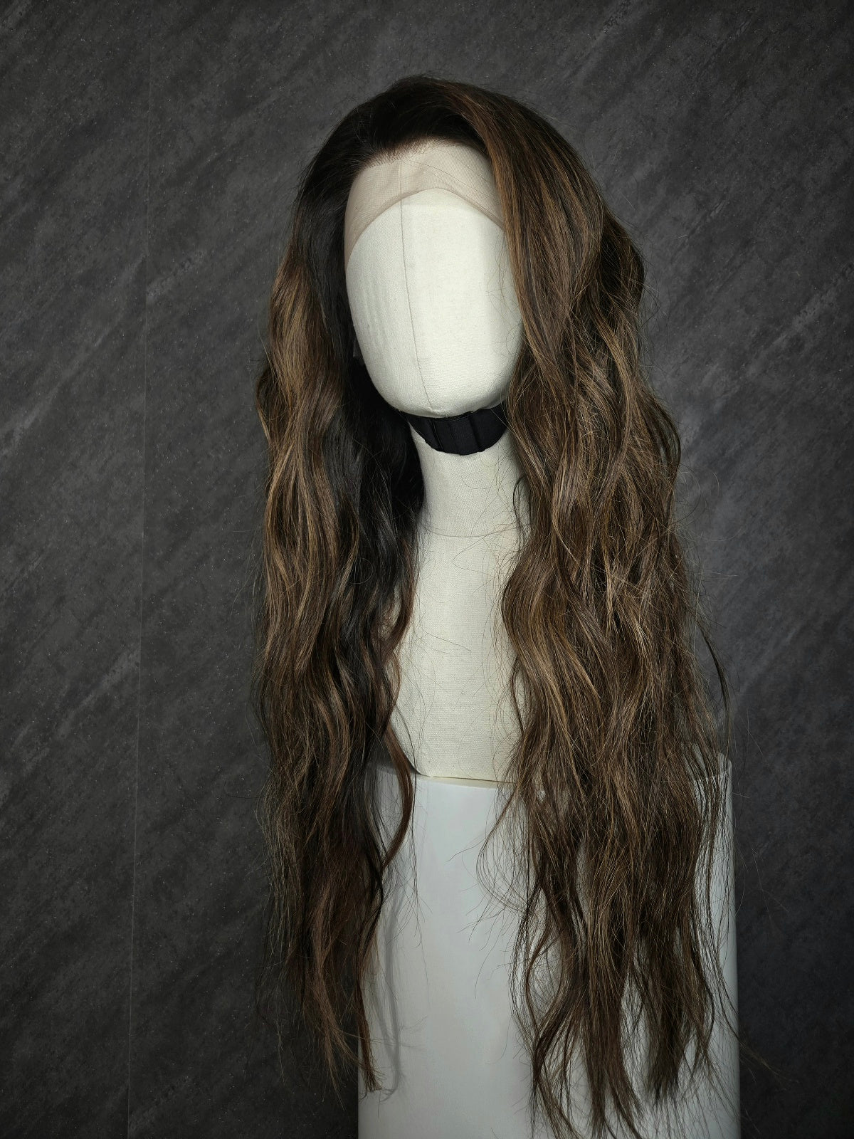 Chiara: Long 26" Wavy Human Hair Wig - Balayage Bronze AU