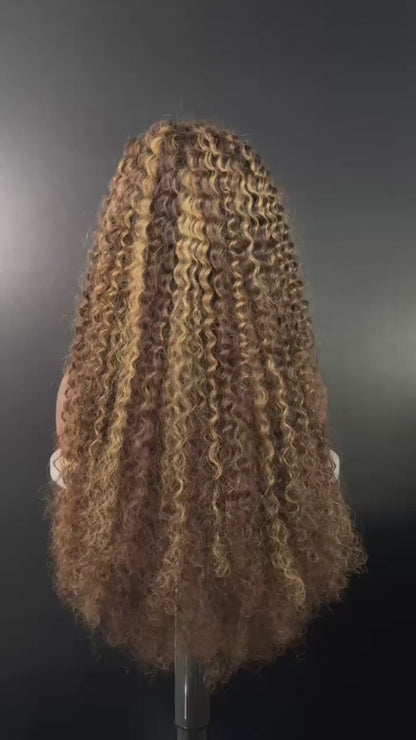 Aurore - Curly Lace Front Wig | Deep Brown & Golden Honey | Natural Shine